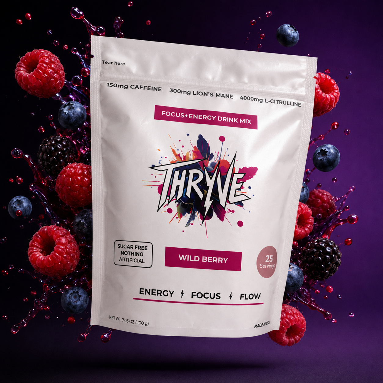 Wild Berry Energy & Focus Drink Mix - 25 servings