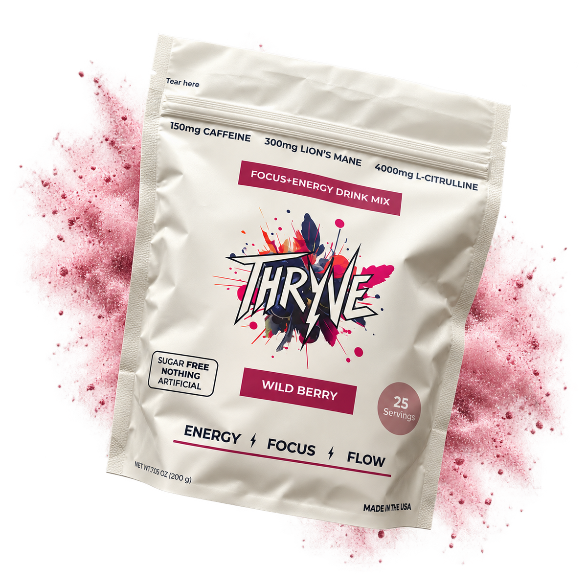 Thryve Wild Berry pre workout bag